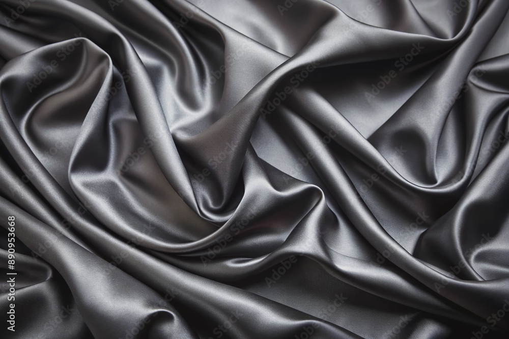 Poster luxurious black satin fabric with subtle sheen and wrinkles, creating a sophisticated abstract backg