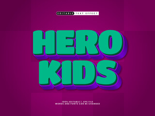 hero kids editable text effect in superhero and child text style