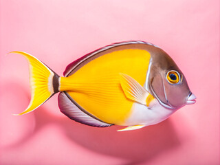 Naklejka premium yellow tang fish, aquarium, underwater, tropical, ocean, animal, blue, nature, illustration, coral, vector, yellow, reef, isolated