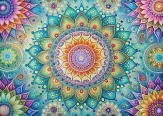 Vibrant swirling patterns and whimsical mandalas in pastel hues evoke a sense of serenity, guiding viewers on a journey of mindfulness and deep relaxation.