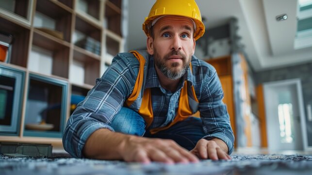 A professional explaining the importance of proper floor maintenance to prevent future squeaks and damage