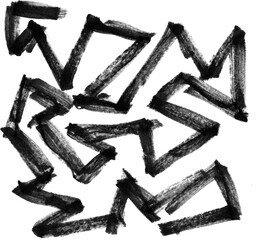 black scribbles Watercolor painted brush stroke ,Hand drawn design element isolated on white background
