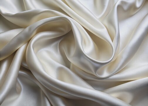 Exquisite close-up of radiant white mulberry silk fabric featuring a sumptuous smooth texture, subtle sheen, and delicate soft folds, evoking opulence and refinement.
