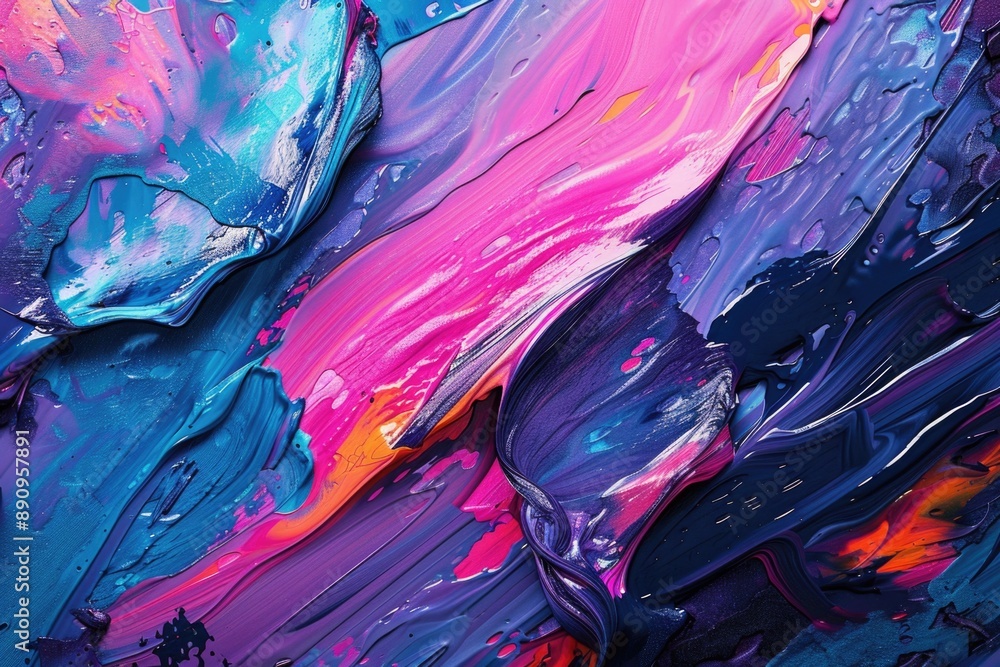 Poster A close-up view of a vibrant painting on a wall, perfect for use in design and art-related contexts