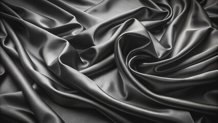 Obraz premium Luxurious black silk fabric serves as a sophisticated and elegant dark background, perfect for showcasing jewelry, accessories, or other high-end products in a dramatic setting.