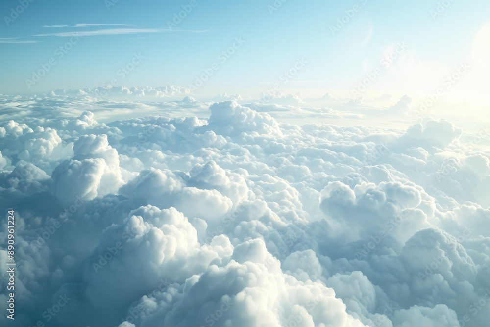 Poster aerial view of white clouds from an airplane window