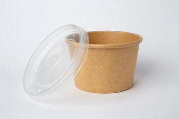 Eco paper tableware soup cup, food container, isolated on white background with clipping path