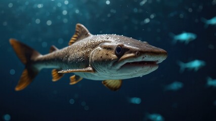 Fototapeta premium close-up of an Dogfish, cinematic, deep sea background
