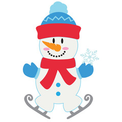 Cute snowman vector cartoon illustration