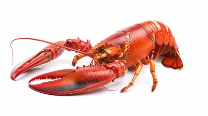Close-up of a Cooked Lobster on White Background