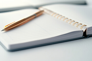 Fototapeta premium Ready for Notes - Spiral Notebook with a Pen. Study Session with Notebook and Writing Tools. Planning weekly planner. Concept photography.