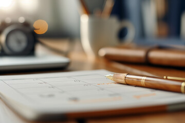 Ready for Notes - Spiral Notebook with a Pen. Study Session with Notebook and Writing Tools. Planning weekly planner. Concept photography.

