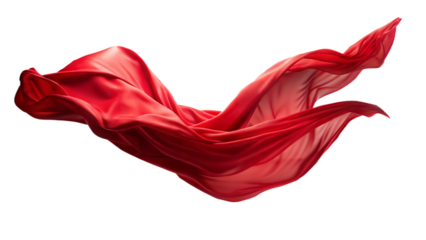 A flowing red fabric against a transparant background