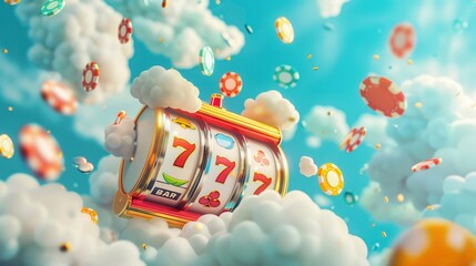 A fun and cheerful sky casino and slot game, a refreshing blue theme set in a lively and joyful sky with moving clouds.