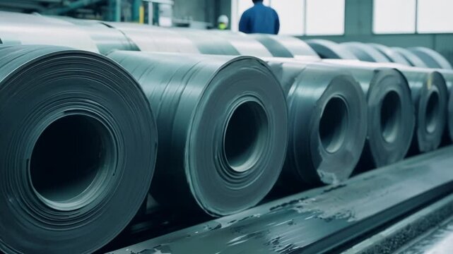 The rubber extrusion machine continuously spitting out long strips of rubber that will later be and molded into tire components.