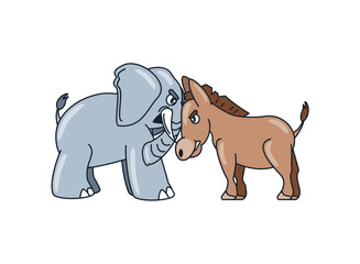 angry donkey and elephant cartoon