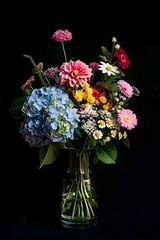 Vibrant Flower Bouquet Against Black