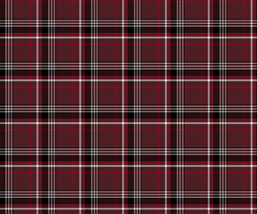Obraz premium Plaid pattern, brown, white, black, red, seamless pattern for textiles and design clothing, skirts, pants, aprons, tablecloths, blankets or decorative fabrics. Vector illustration.