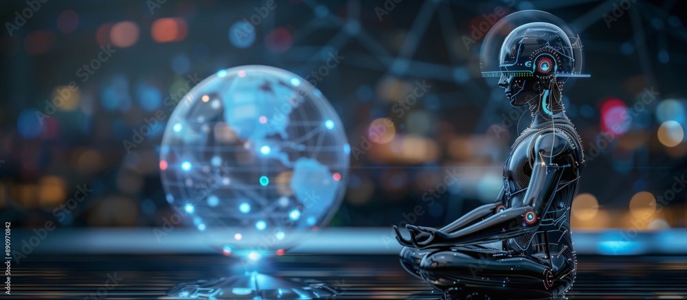 Poster exploring the relationship between ai and ethics how technology reflects our interconnectedness