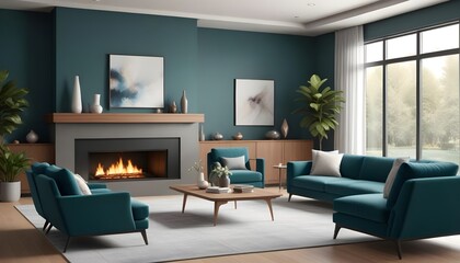 Photo interior modern design room 3d illustration
