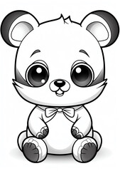 Fototapeta premium Cute baby panda coloring page with a white background, simple vector design with bold lines and solid colors