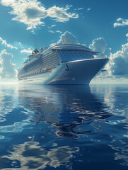 fantasy cruise ship tour on sea, luxury vacation travelling in summer. Design for Wall Art, Poster Print, Wallpaper & Background