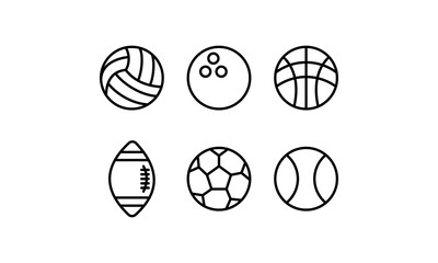 
Sports ball line icon set. Vector Sports Ball and equipment illustration isolated on white background editable.