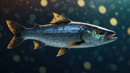 Fototapeta premium close-up of Tarpon, cinematic, deep sea background, bokeh high detail
