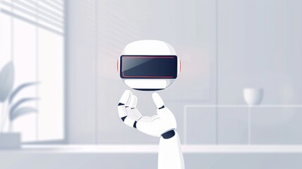 Visionary sketch of an AI-powered robotic assistant, highlighting its innovative features and sleek, user-friendly design, flat design illustration