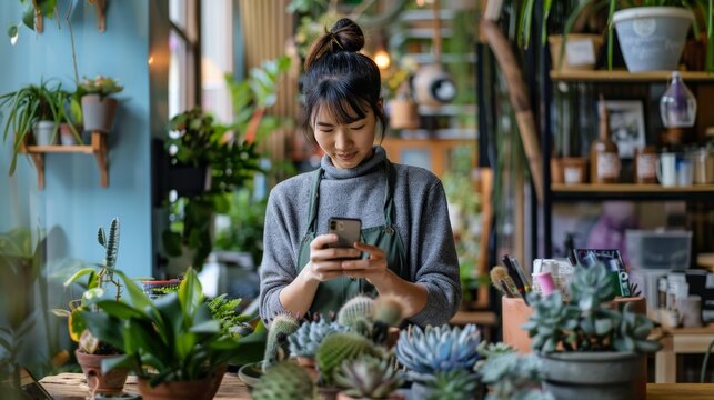 Small business owner photographing products for an online store on social media
