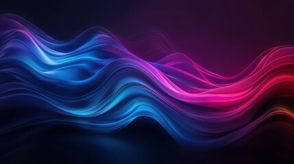 Abstract Colorful Wave Pattern with Vibrant Gradient Light Effects on Dark Background