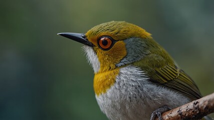Naklejka premium close-up of Zosterops (marine birds like the Silvereye), cinematic, deep sea background