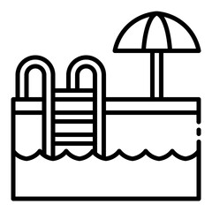 Swimming pool icon for vacation and leisure activities