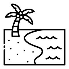 Beach landscape icon for seaside travel and vacations
