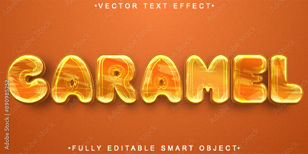Poster caramel vector fully editable smart object text effect