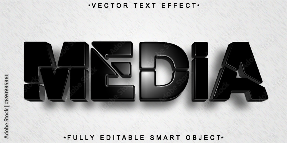 Aufkleber black white media vector fully editable smart object text effect