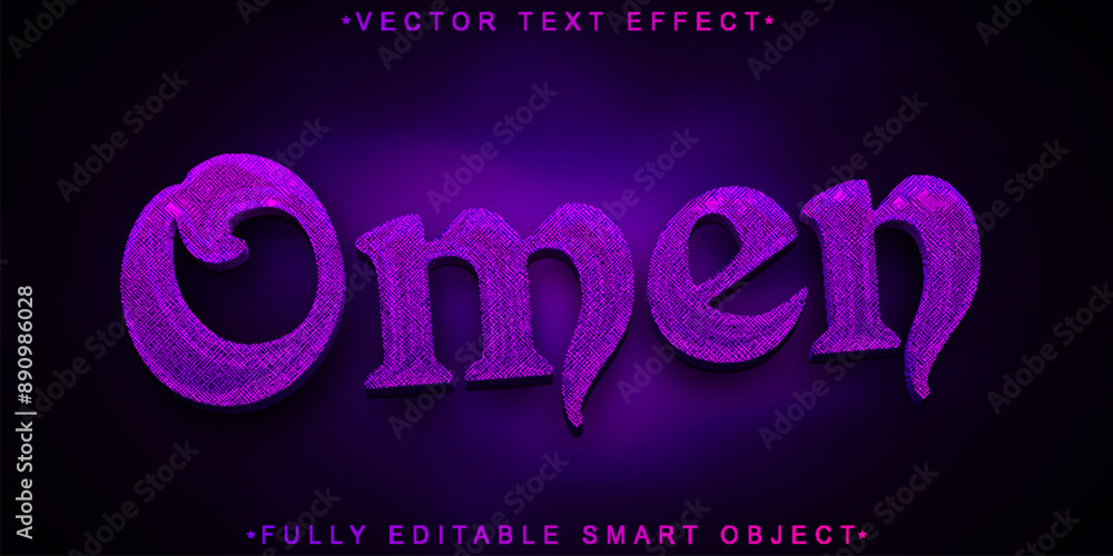 Poster purple omen horror vector fully editable smart object text effect
