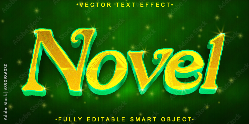 Sticker Green Novel Vector Fully Editable Smart Object Text Effect