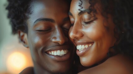 Couple in Love, Happy Together, Showing Affection, Romantic Relationship, Intimate Partners, Black Couple, Interracial Couple, Love, Unity, Strength, Togetherness, Happy, Smiling, Embrace, Close-up