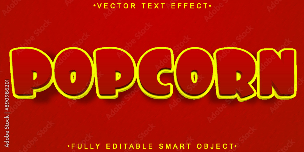 Poster Popcorn Red Vector Fully Editable Smart Object Text Effect