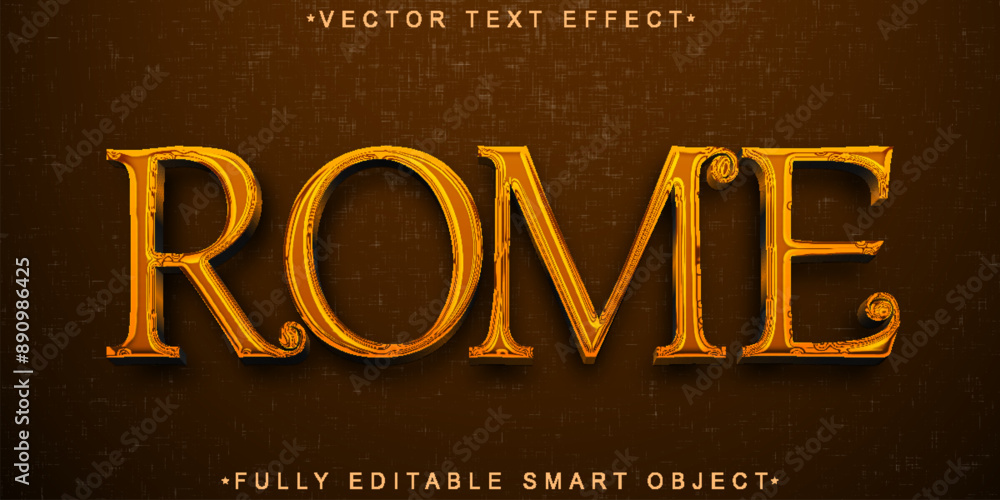 Poster golden historic rome vector fully editable smart object text effect