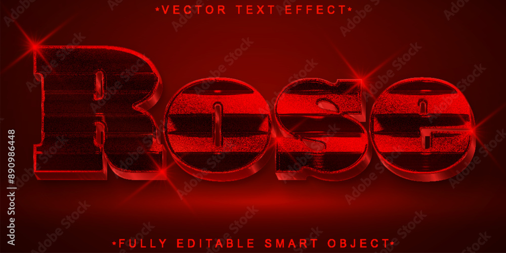 Poster shiny rose vector fully editable smart object text effect
