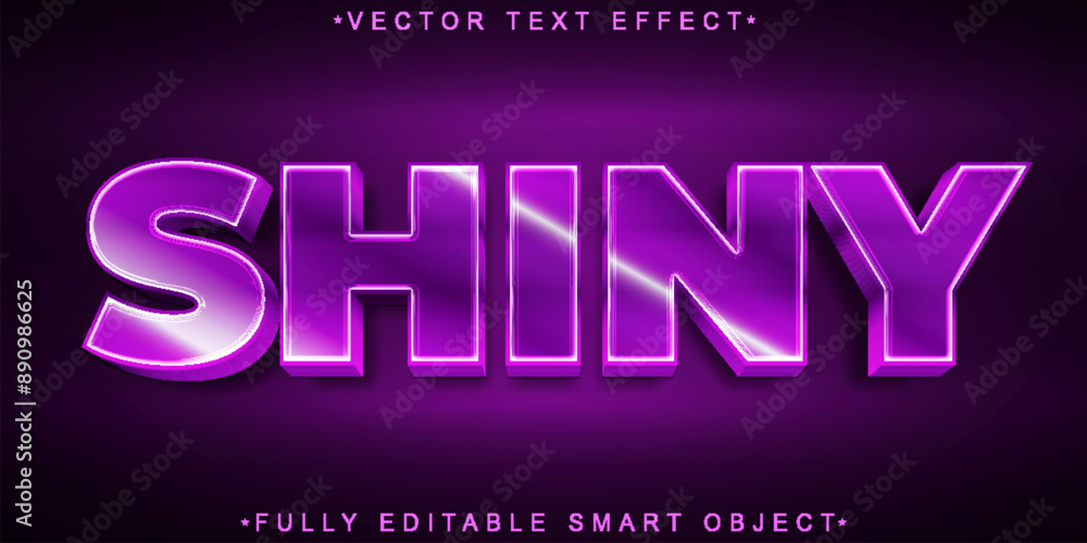 Poster purple glitter shiny vector fully editable smart object text effect