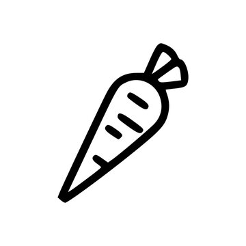recommend clip art: A simple line drawing of a carrot, a common vegetable, with a distinct black outline.