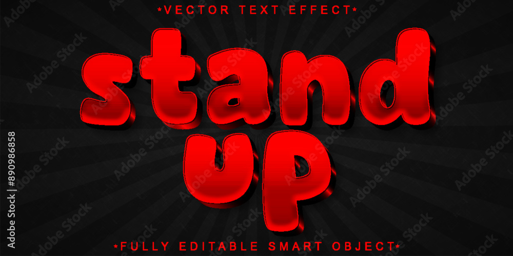 Poster Cartoon Red Stand Up Vector Fully Editable Smart Object Text Effect
