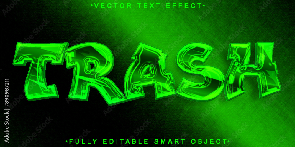 Poster green trash vector fully editable smart object text effect