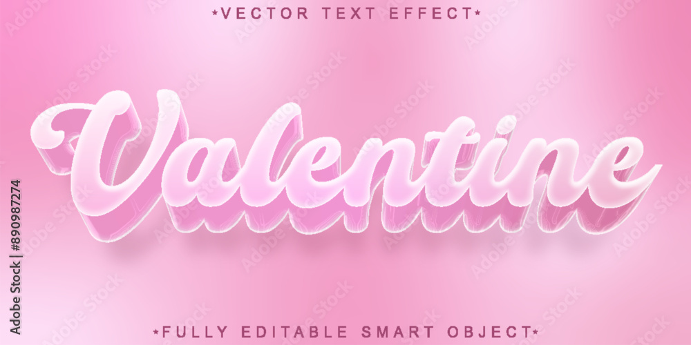Poster pink valentine vector fully editable smart object text effect