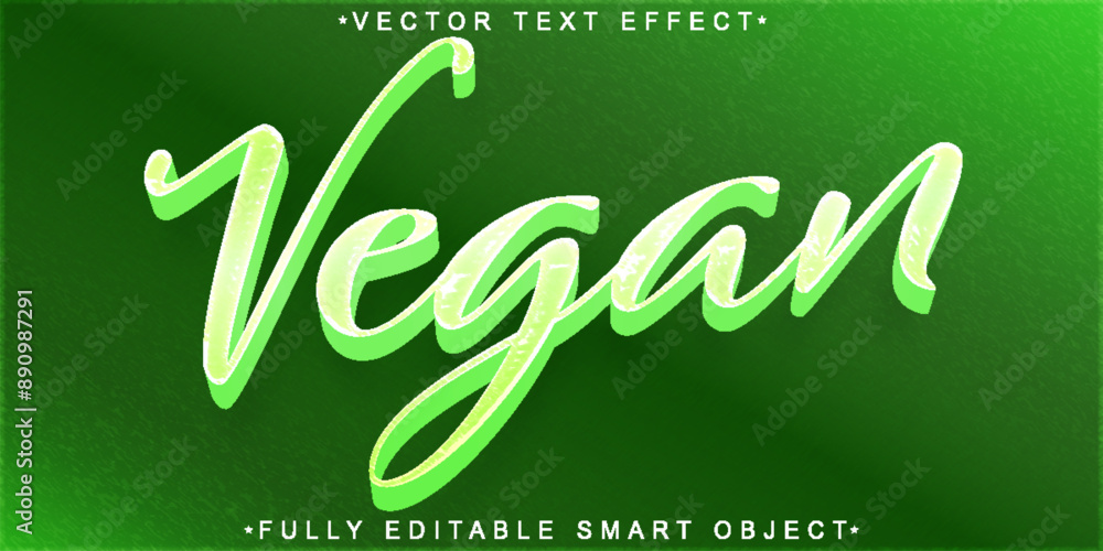 Poster green natural vegan vector fully editable smart object text effect