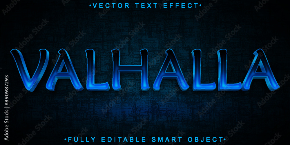 Poster valhalla blue viking hell vector fully editable smart object text effect