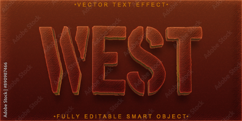 Poster west cowboy vector fully editable smart object text effect